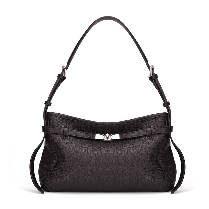 The Parisian Slouchy Genuine Leather Bag - Belted Pebble Leather Hobo