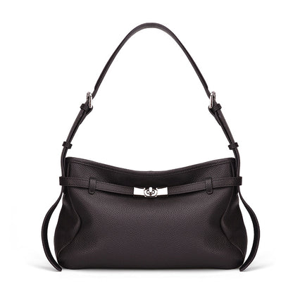 The Parisian Slouchy Genuine Leather Bag - Belted Pebble Leather Hobo
