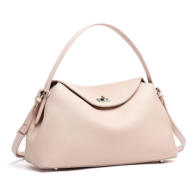 Slouchy Pebbled Genuine Leather Pillow Flip Clutch Bag