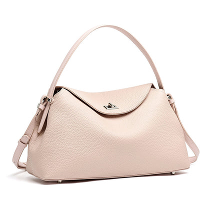 Slouchy Pebbled Genuine Leather Pillow Flip Clutch Bag