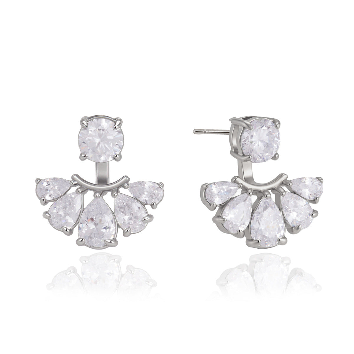 Elegant Radiant Pear Crystal Sunburst Jacket Earrings