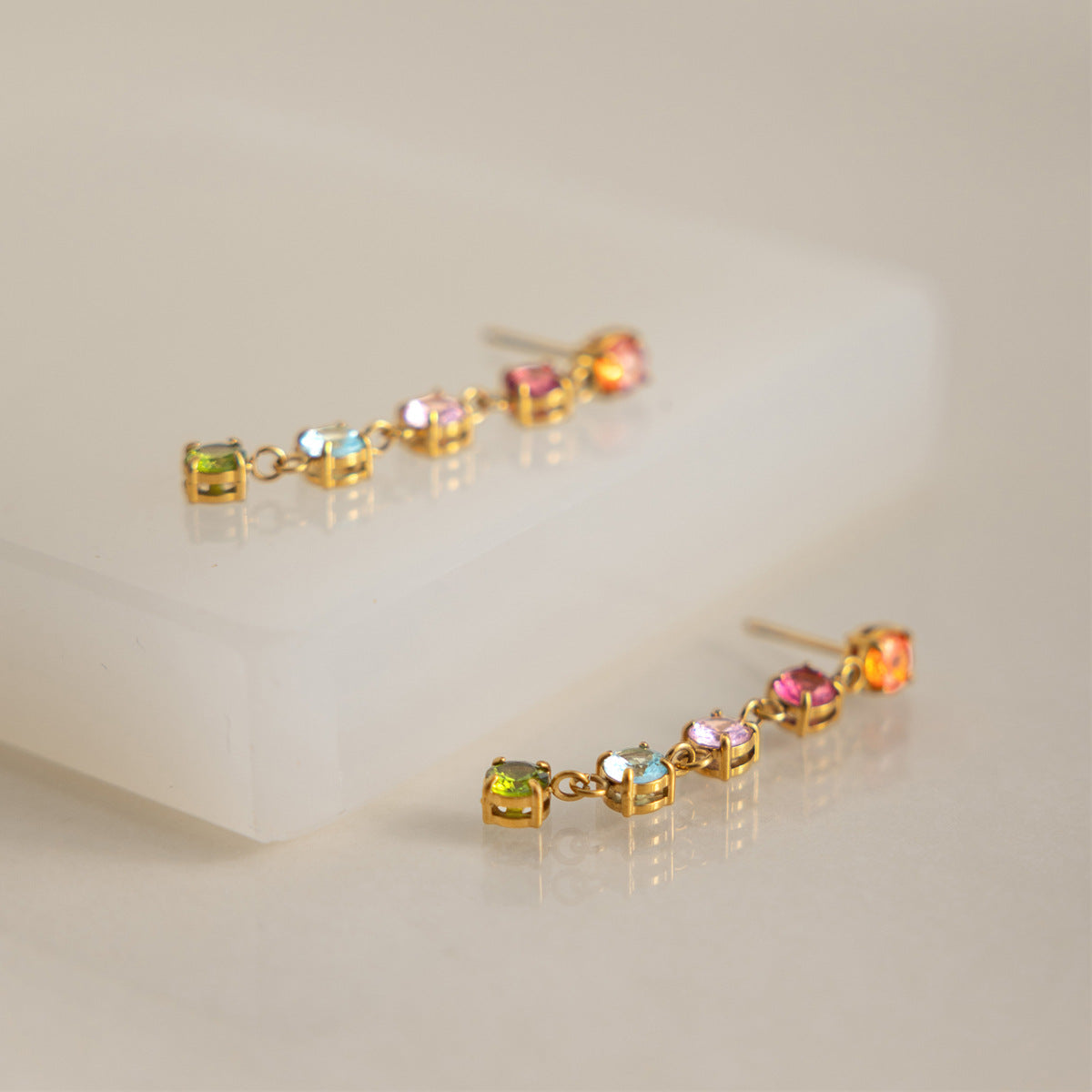 Modern Luxury Pastel Bright Tennis Chain Earrings