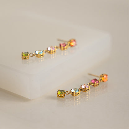 Modern Luxury Pastel Bright Tennis Chain Earrings