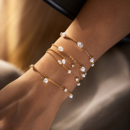 Elegant Minimalist Shimmering Fluid Station Bracelet
