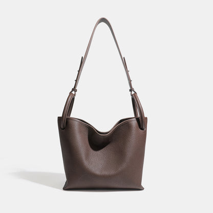 Timeless Large Capacity Soft Genuine Leather Bucket Shoulder Bag