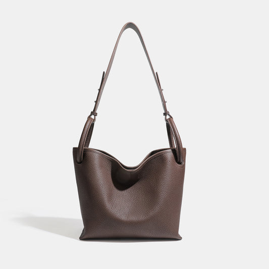 Timeless Large Capacity Soft Genuine Leather Bucket Shoulder Bag