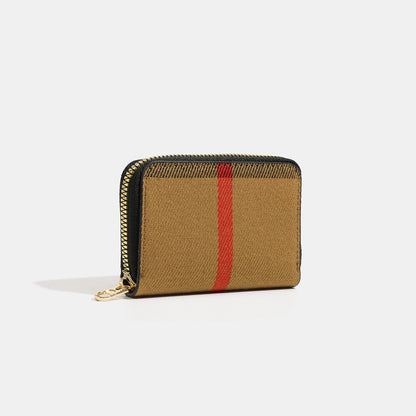 Vintage Tartan Style Canvas Zipper Card Wallet