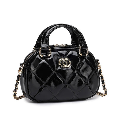 Exquisite Glossy Genuine Leather Quilted Chain Clutch Bag