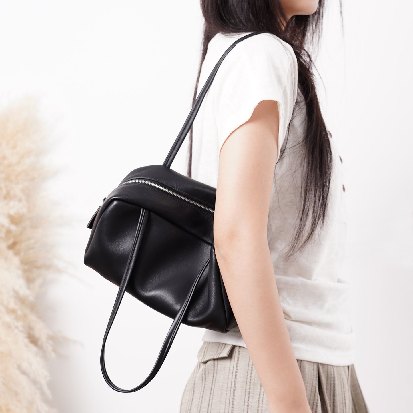 Minimalist Genuine Sheepskin Bowling Clutch Bag