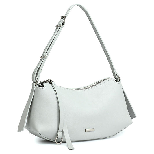 Elegant Genuine Leather Crescent Clutch Bag