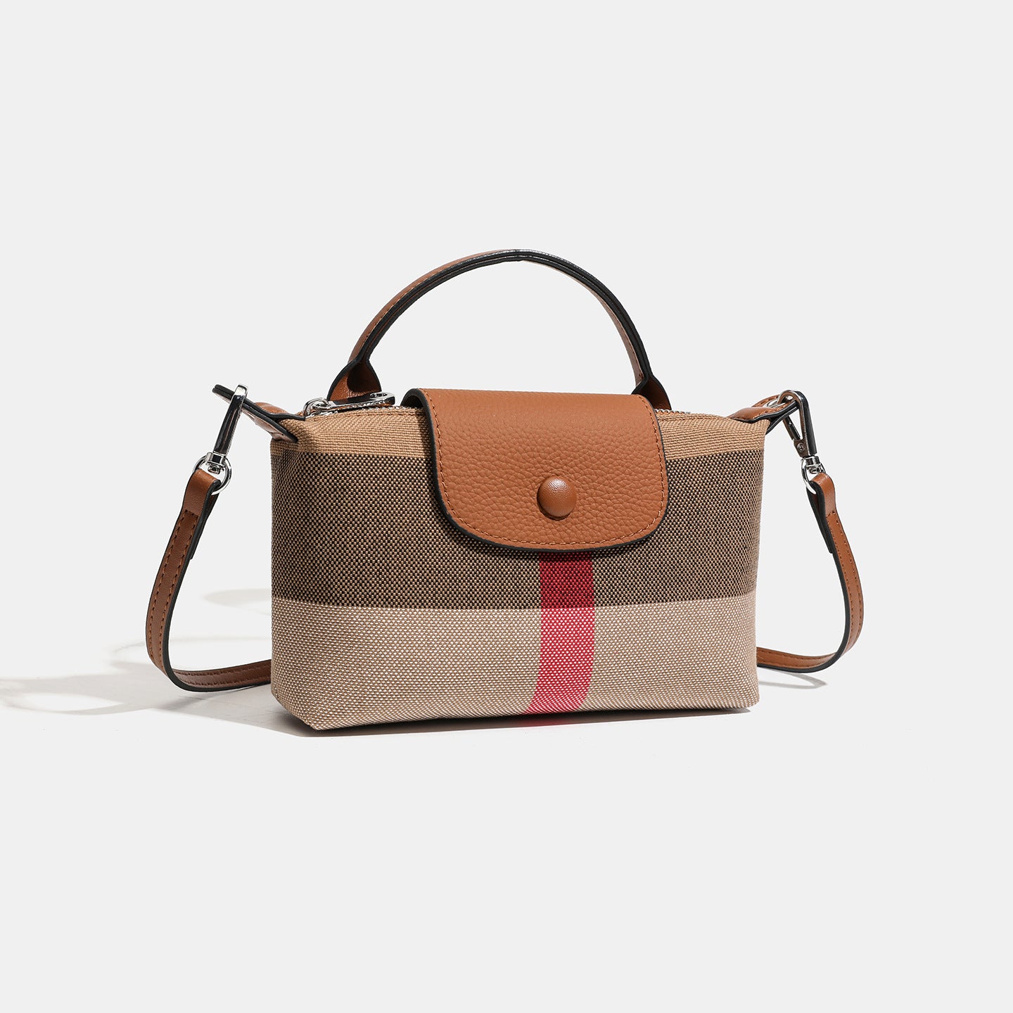 Bolso clutch bandolera de lona tejida con estampado clásico de cuadros británicos