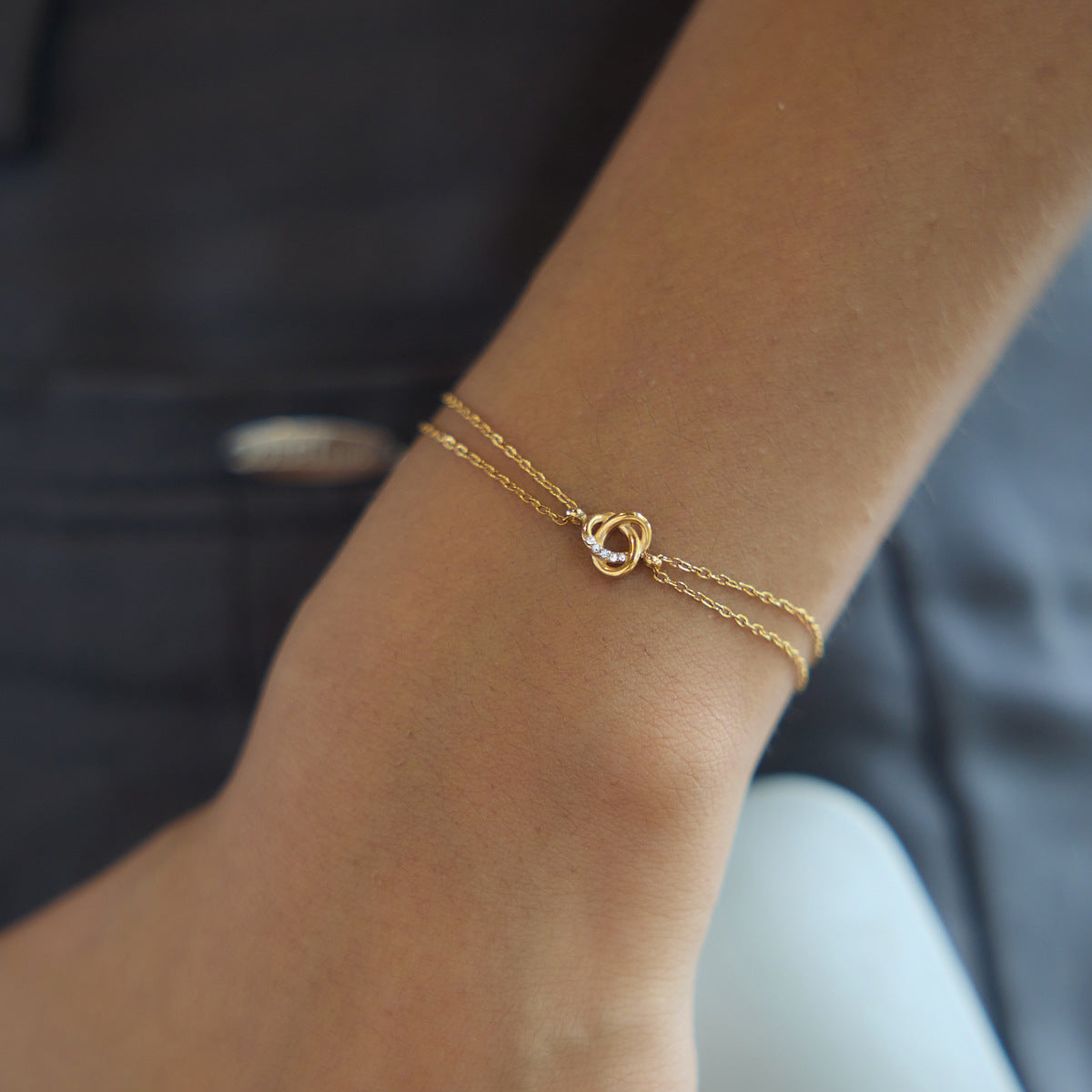 Elegant Minimalist Shimmering Double Layer Bracelet