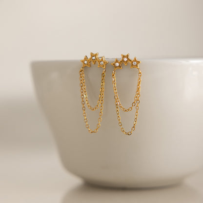 Chic Radiant Starlet Cluster Slender Tiered Drape Fringe Earrings