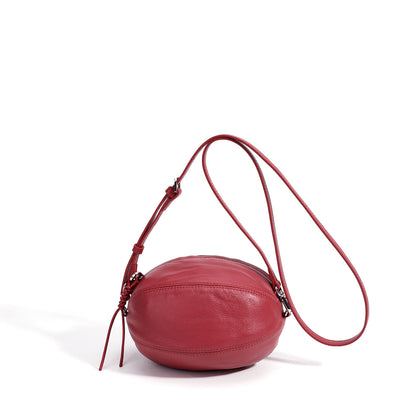 Modern Supple Genuine Sheepskin Leather Oval Rugby Clutch Bag