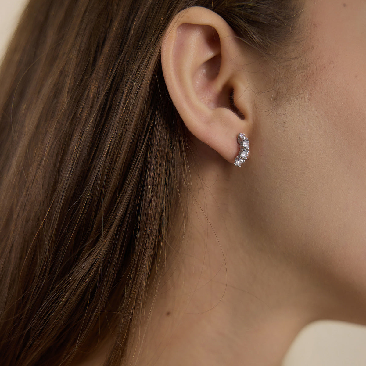 Luxury French Vintage Curved Eternity Climber Earrings