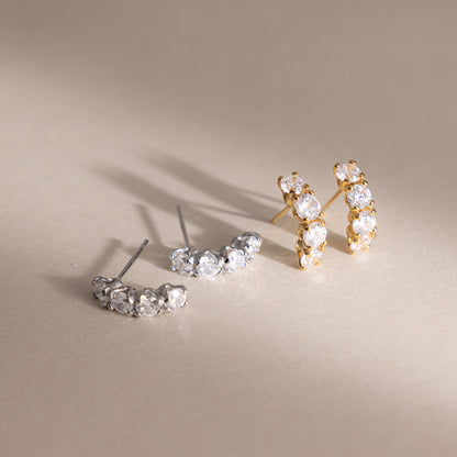 Luxury French Vintage Curved Eternity Climber Earrings