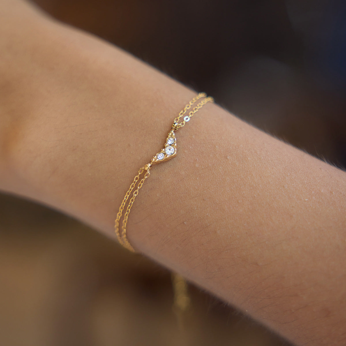 Elegant Minimalist Shimmering Double Layer Bracelet