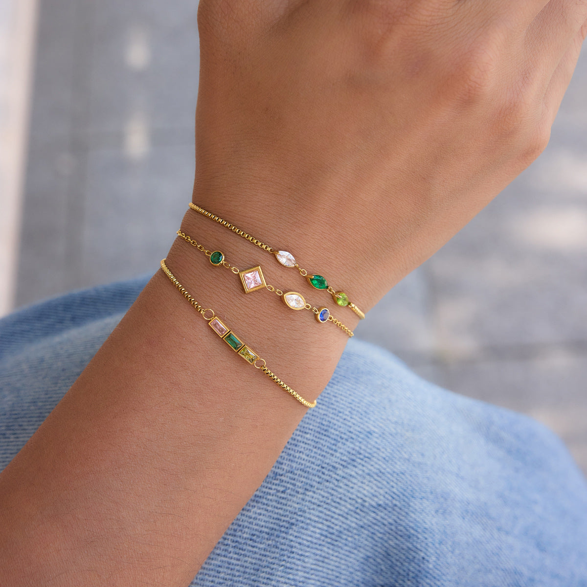 Ethereal Kaleidoscope Geometric Charm Stacking Bracelet