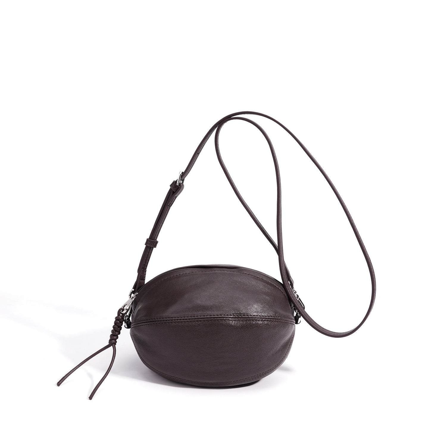 Modern Supple Genuine Sheepskin Leather Oval Rugby Clutch Bag