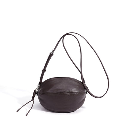 Modern Supple Genuine Sheepskin Leather Oval Rugby Clutch Bag
