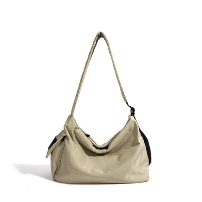 Minimalist Slouchy Nylon Shoulder Clutch Bag