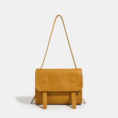Minimalist Texture Flap Genuine Leather Shoulder Messenger Bag
