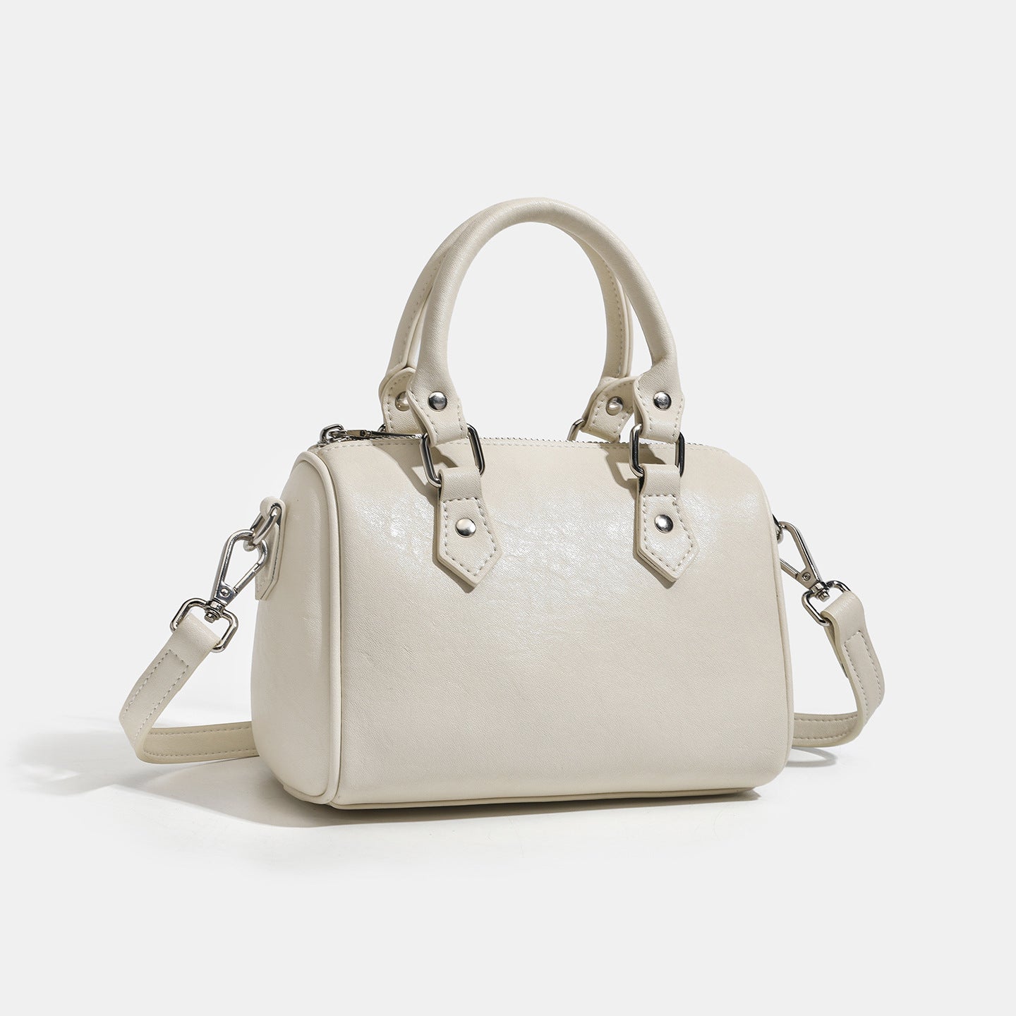 Retro Luxury Pebbled Genuine Leather Boston Clutch Bag