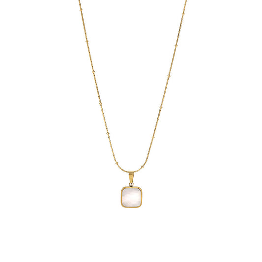 Square Mother-of-Pearl Pendant Necklace