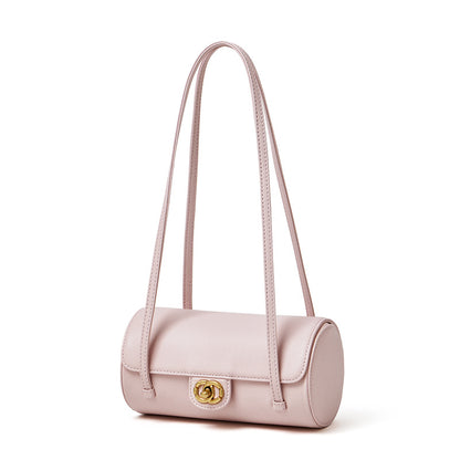 Nostalgic Caviar Genuine Leather Baguette Tube Clutch Bag