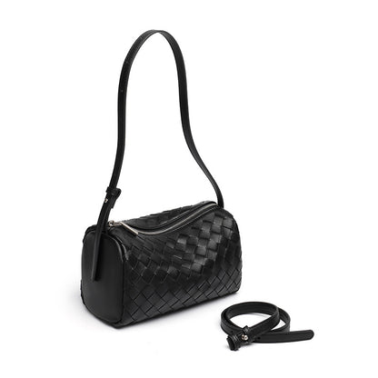 Minimalist Woven Genuine Sheepskin Baguette Clutch Bag