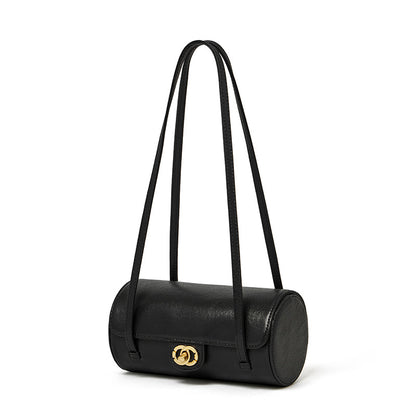 Nostalgic Caviar Genuine Leather Baguette Tube Clutch Bag