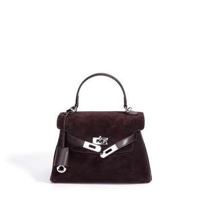 Retro Suede Genuine Leather Kelly Clutch Bag