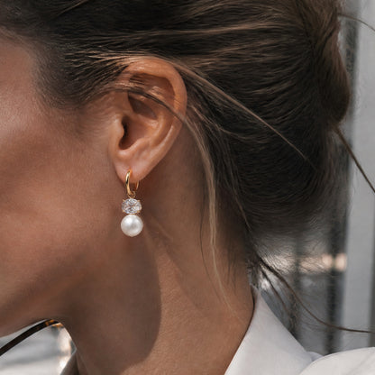 Luxury French Vintage Interlocking Solitaire Radiant Earrings