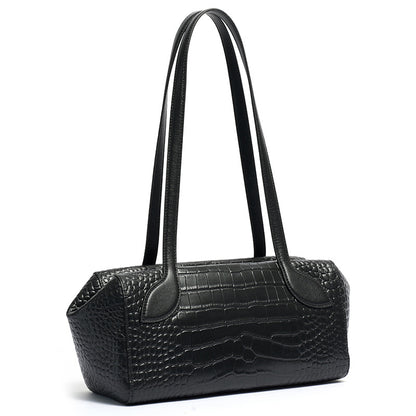 Sleek Luxe Croc Embossed Genuine Leather Bowling Clutch Bag