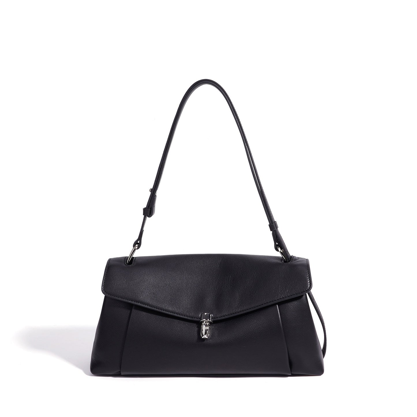 Muted Pebbled Genuine Leather Flap Clutch Bag