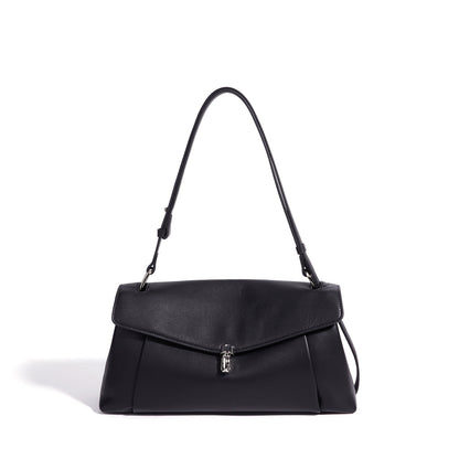 Muted Pebbled Genuine Leather Flap Clutch Bag