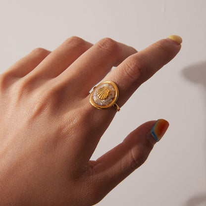 Sculpted Shell Coastal Charm Ring