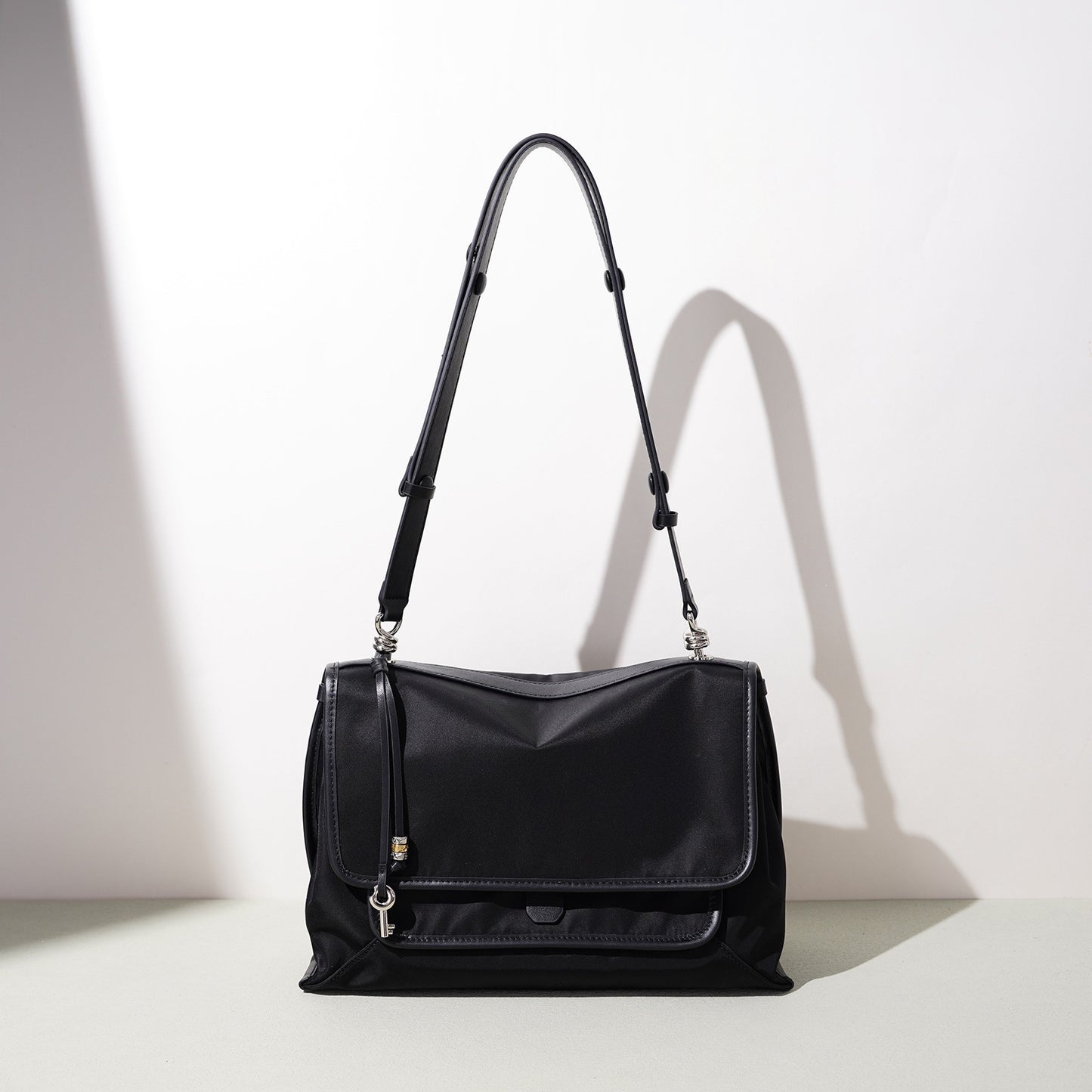 Sleek Nylon Flap Messenger Clutch Bag