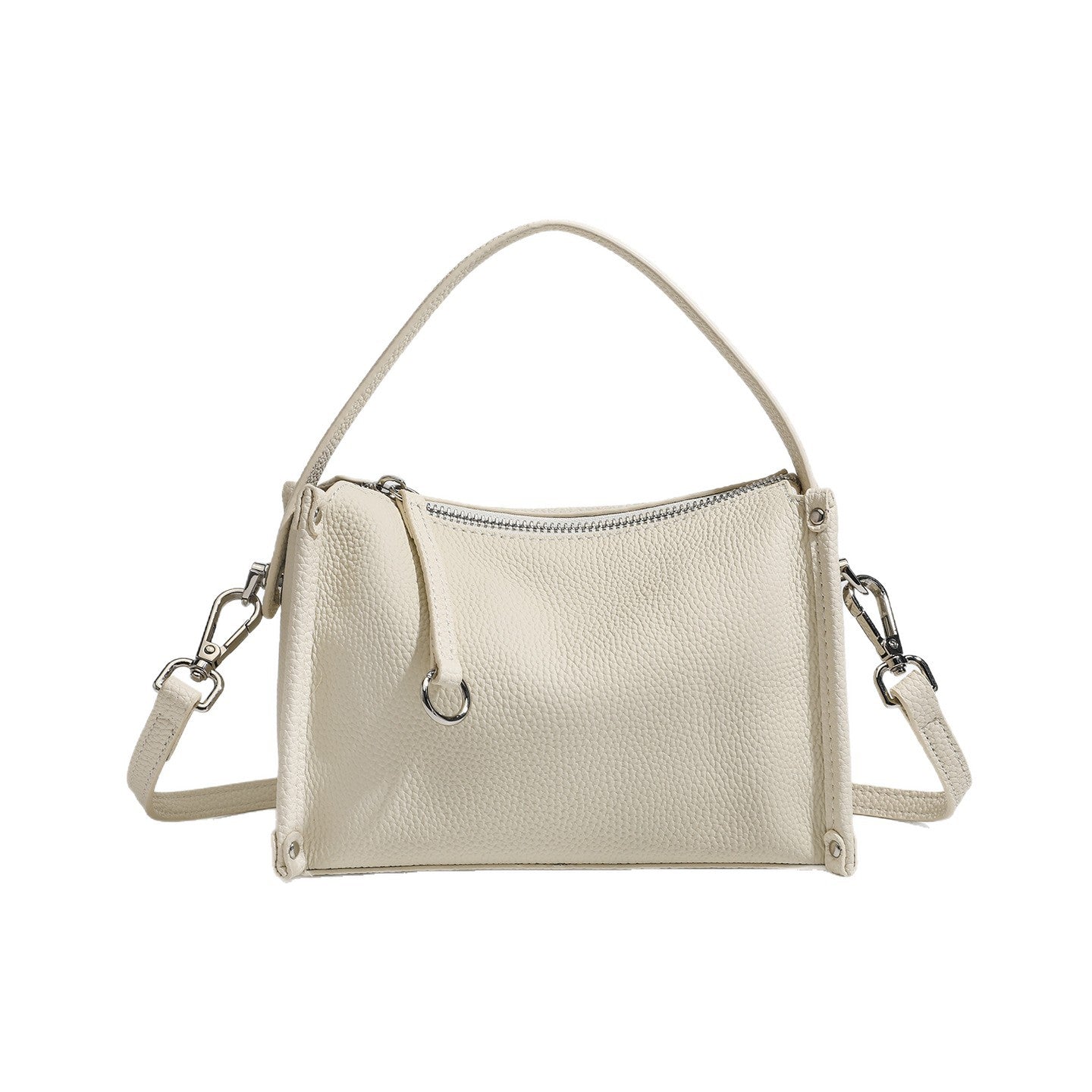 Clean-lined Pebbled Genuine Leather Crossbody Clutch Bag