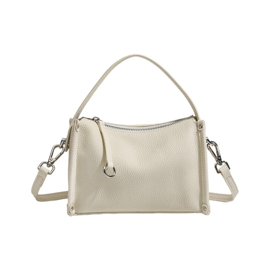 Clean-lined Pebbled Genuine Leather Crossbody Clutch Bag