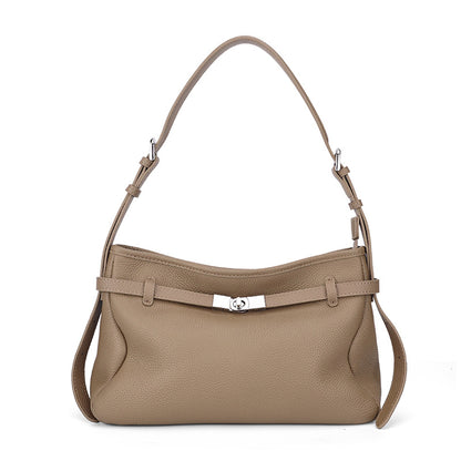 The Parisian Slouchy Genuine Leather Bag - Belted Pebble Leather Hobo