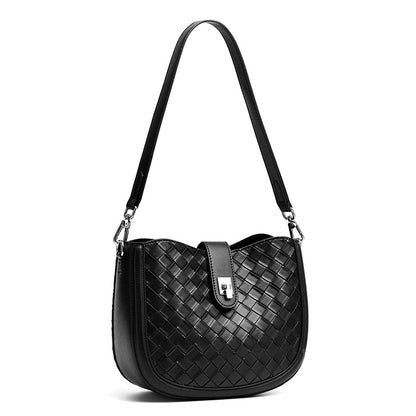 Intricate Woven Genuine Leather Saddle Clutch Bag