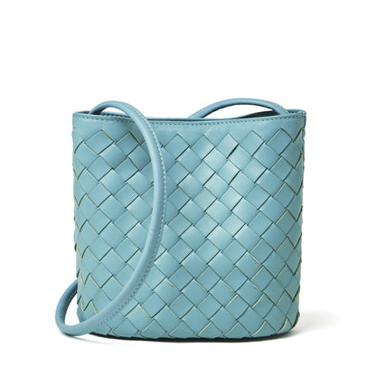 Handgefertigte gewebte Premium-weiche Echtleder-Schafsfell-Umhänge-Bucket Bag