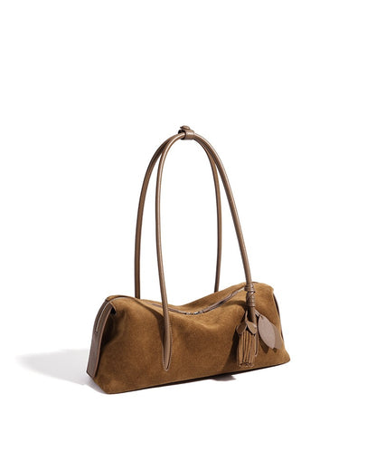Chic Matte Genuine Leather Baguette Clutch Bag