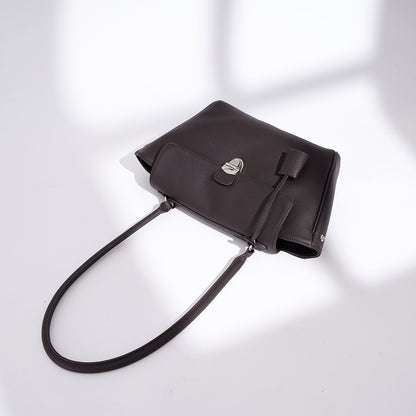 Quiet Luxe Pebbled Genuine Leather Winged Flap Tote Clutch Bag