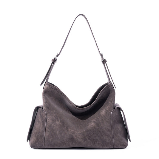 Urban Nomad Genuine Leather Bag | Large Slouchy Shoulder Bag with Side Pockets