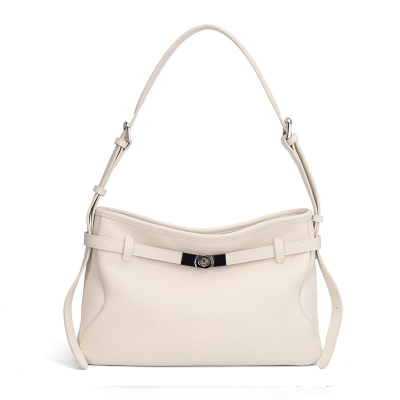 The Parisian Slouchy Genuine Leather Bag - Belted Pebble Leather Hobo