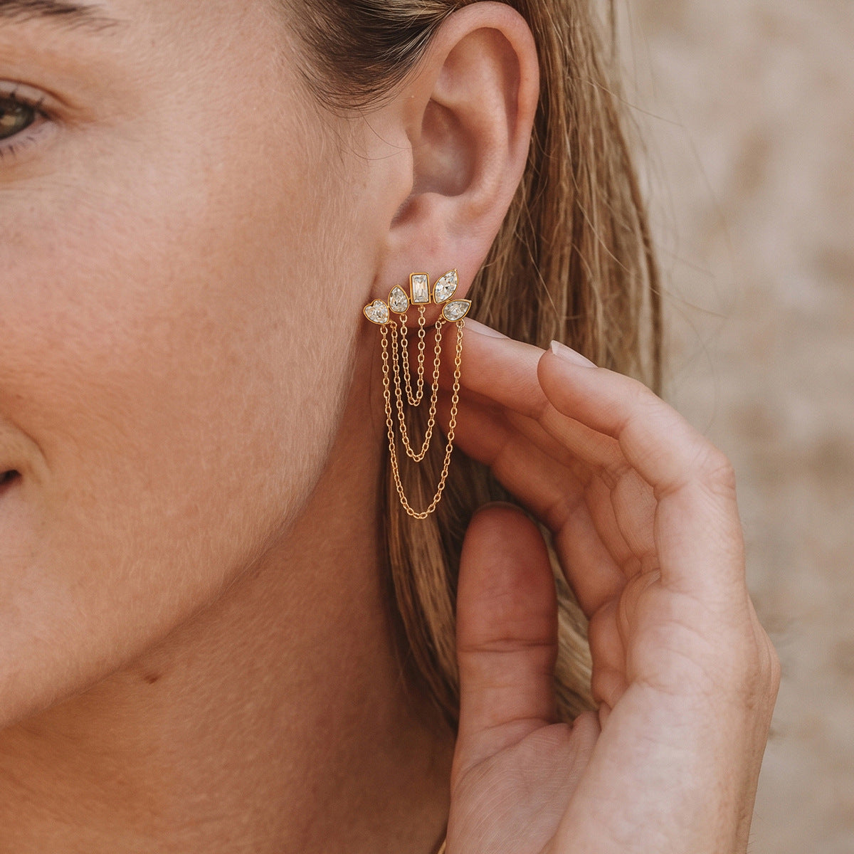 Luxury Majestic Geometric Draped Tiered Arch Earrings
