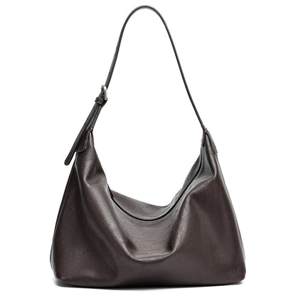 Supple Slouchy Genuine Leather Crescent Hobo Clutch Bag