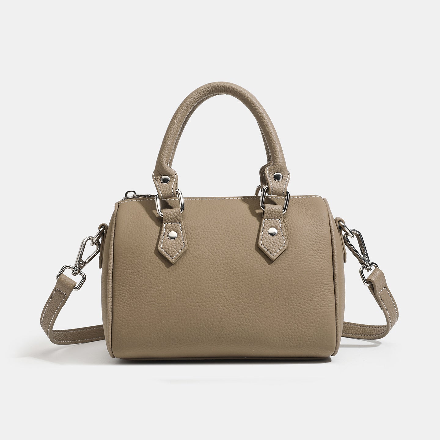 Retro Luxury Pebbled Genuine Leather Boston Clutch Bag